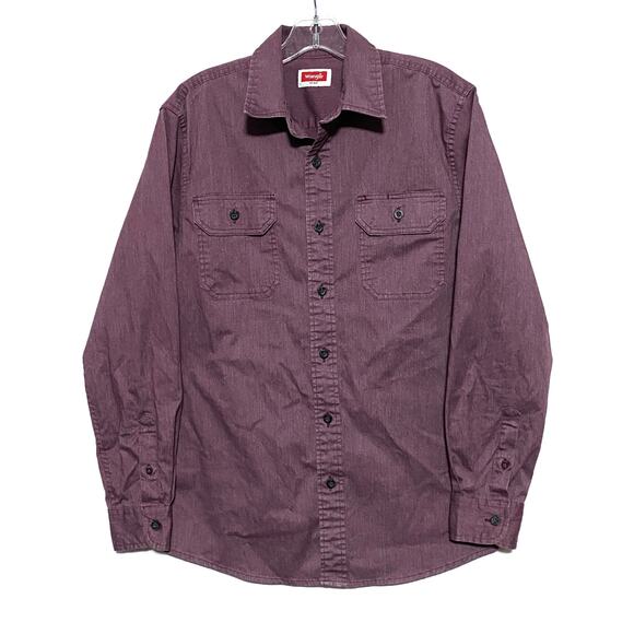 Wrangler Button Shirt Two Pockets Mens S Western Cowboy Workwear Casual Classic - Picture 1 of 9